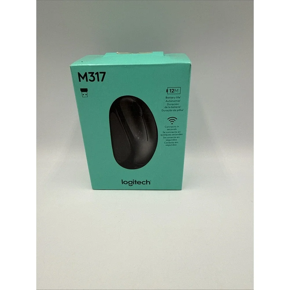 Logitech M317 Wireless Mouse, 2.4 GHz, USB Receiver, 1000 DPI Optical, Black